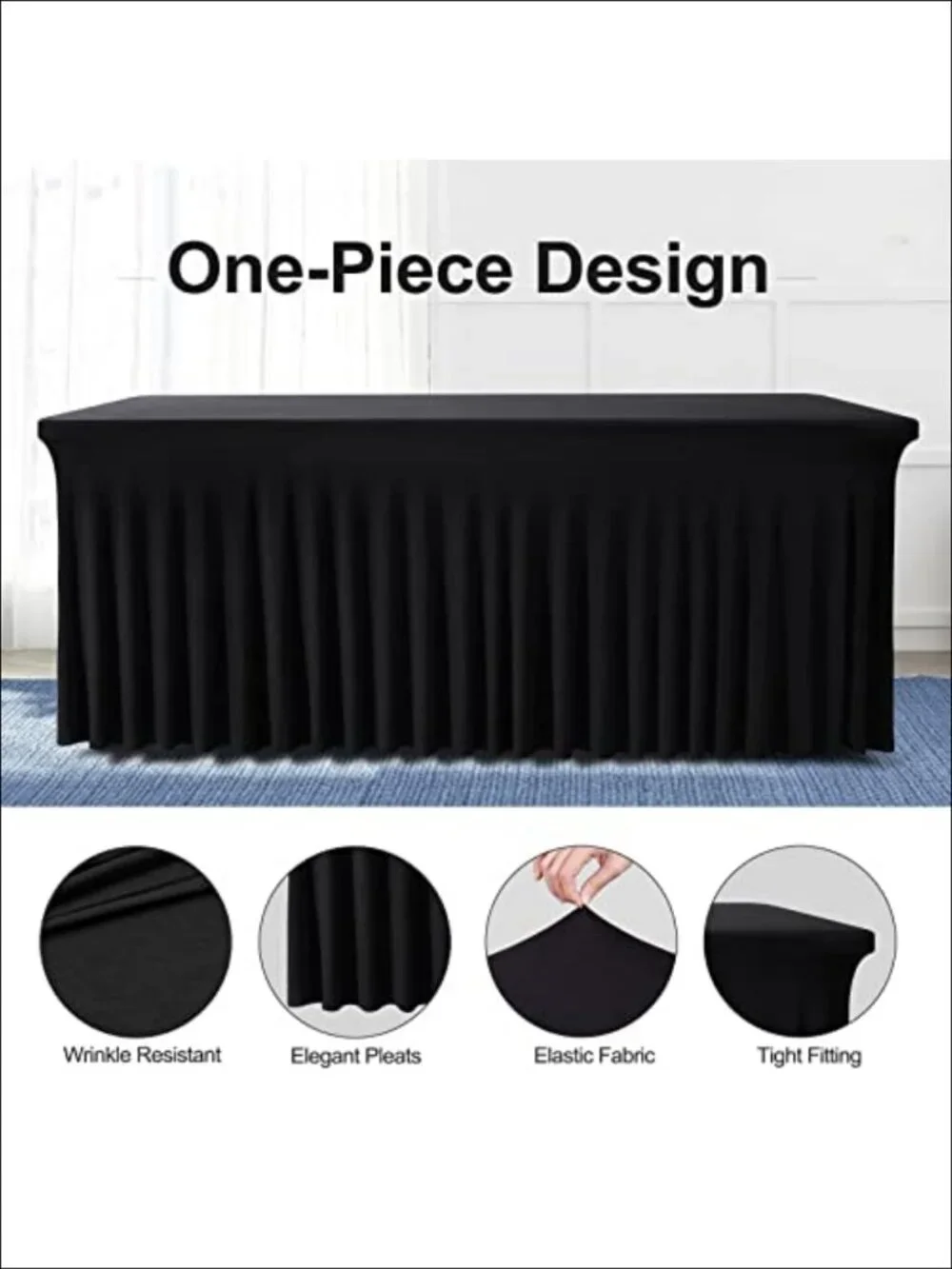 Spandex Table Cloth Skirt for 6FT Rectangle Table One-Piece Stretch